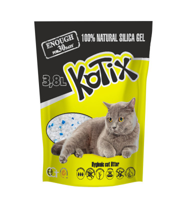 Żwirek silikonowy dla kota, zbrylający KOTIX, 3,8 l (1,5 kg), bez zapachu Żwirek silikonowy dla kota, zbrylający KOTIX, 3,8 l (1,5 kg), bez zapachu