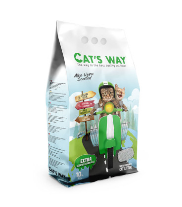 Żwirek bentonitowy CAT'S WAY 10l, zapach aloesu + zielone granulki Żwirek bentonitowy CAT'S WAY 10l, zapach aloesu + zielone granulki